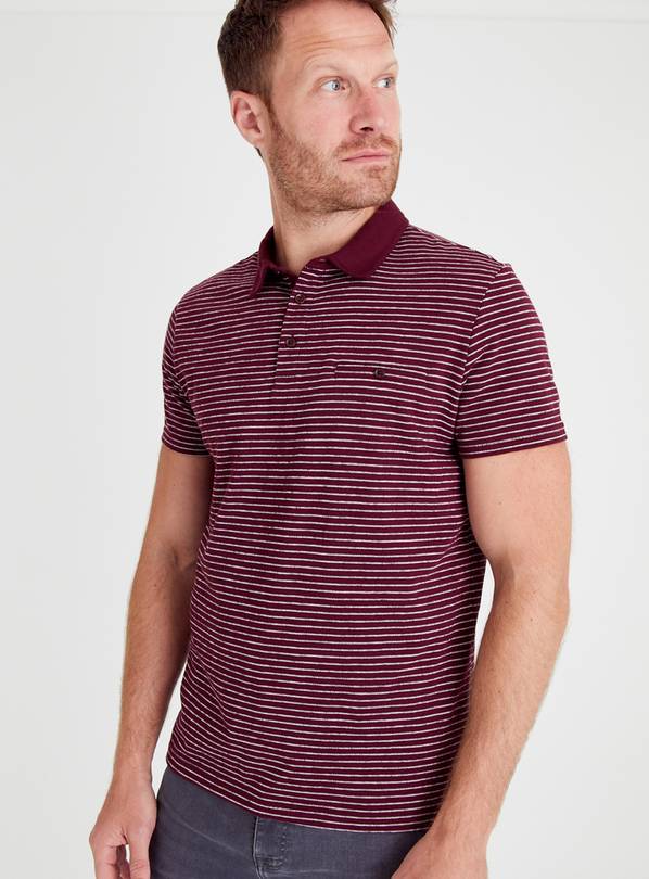 Burgundy Stripe Polo Shirt XXL